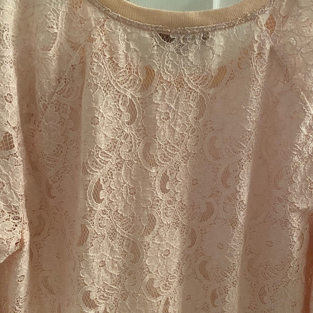 LOFT Open Lace Long Sleeve Scoop Neck Pullover Top - Picture 4 of 7